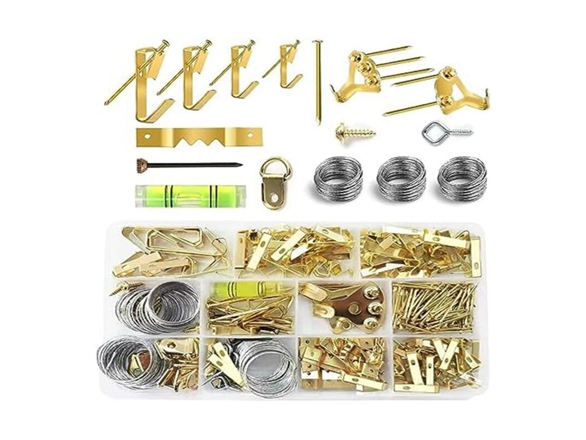 Kit Para Pendurar Quadro-negro Com 314 Peças, Ganchos Reforçados Drywall, Pregos, Fio Serrilhado Pendurar, Etc.