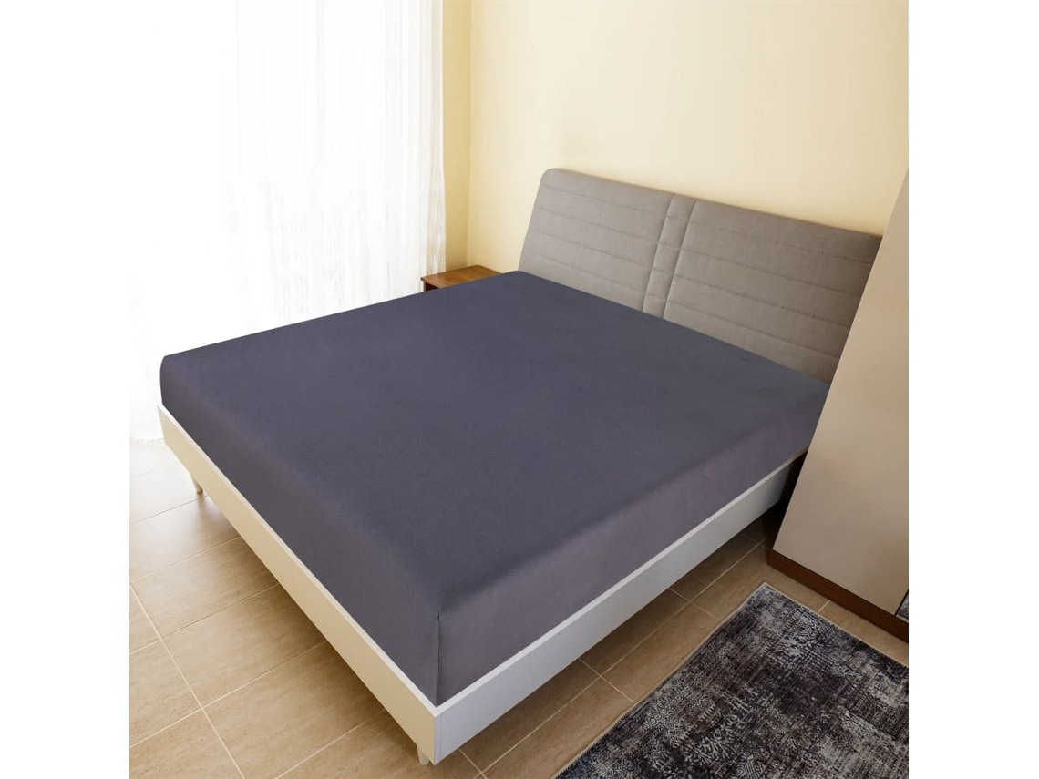 Vidaxl Lençol Ajustável 100x200 Cm Algodão Jersey Antracite