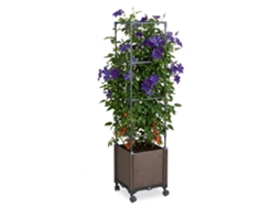 Relaxdays Vaso Para Plantas, Treliça, Rodas, Hbt: 135x30x30 Cm, Plástico, Aço, Jardim, Terraço, Torre, Antracite