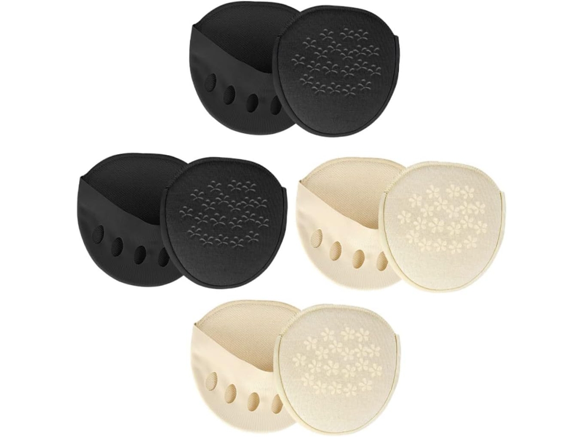 4 Pares De Meias Invisíveis Cinco Dedos, Meias Curtas Para A Parte Da Frente Do Pé, Protetores Metatarsais Para Os Dedos