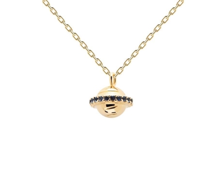 Colar Pdpaola Saturn Trip Prata 925 Banhada A Ouro Pendente Saturno 35 A 45 Cm