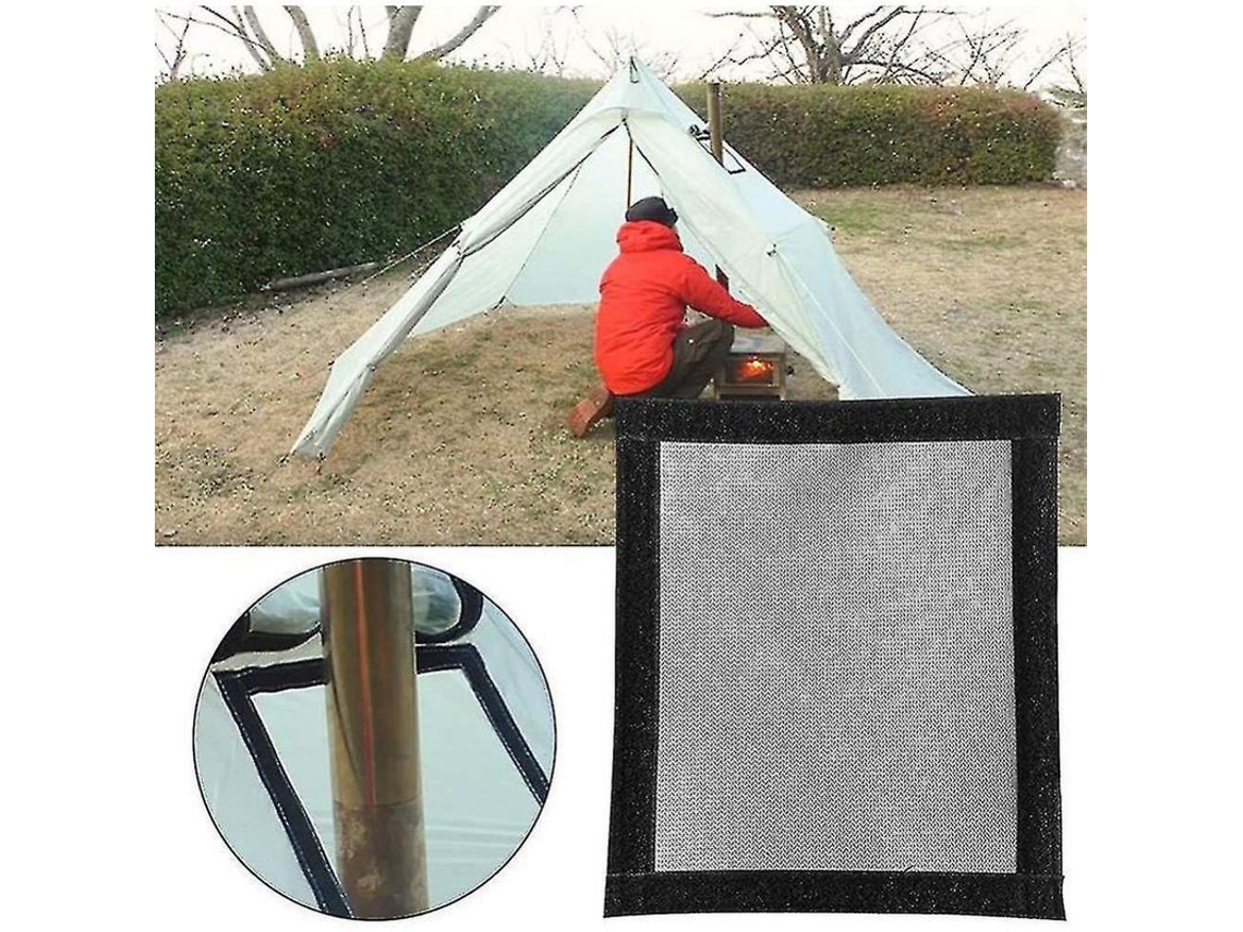 Rebe-anillo Antiquemaduras Para Estufa De Tienda, Jack De Estufa Redondo Con Fibra Ignífuga, Accesorio De Camping Al Aire Libre Gris