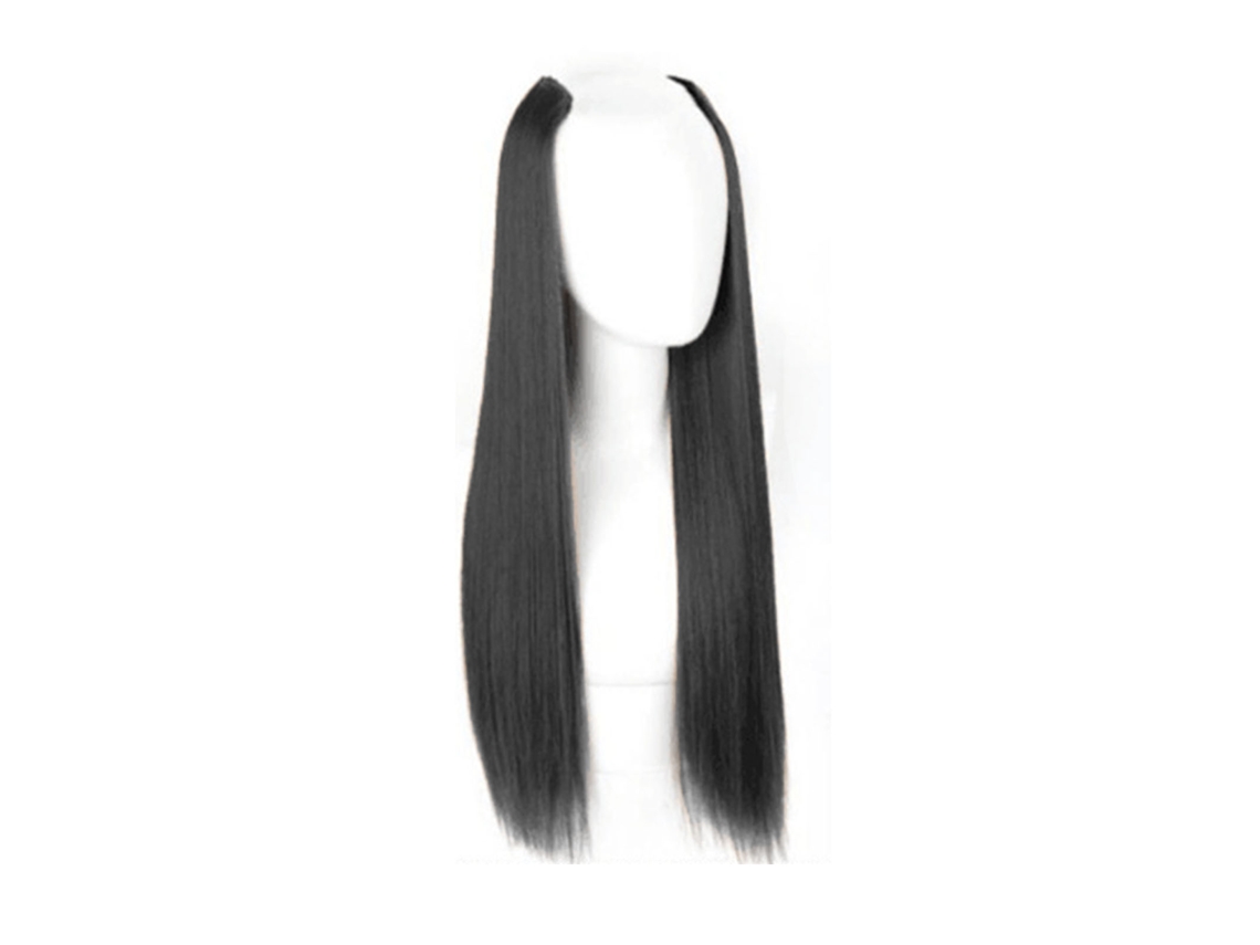 Pieza De Extensión De Cabelo Sintético Para Mulher Universal 45cm Preto, Volume E Comprimento Imediatos, Invisível E Fácil De Usar