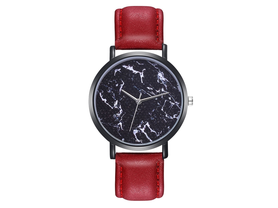 Relógio de casal Zhoulianfa com pulseira de couro PU e mostrador redondo (vermelho)