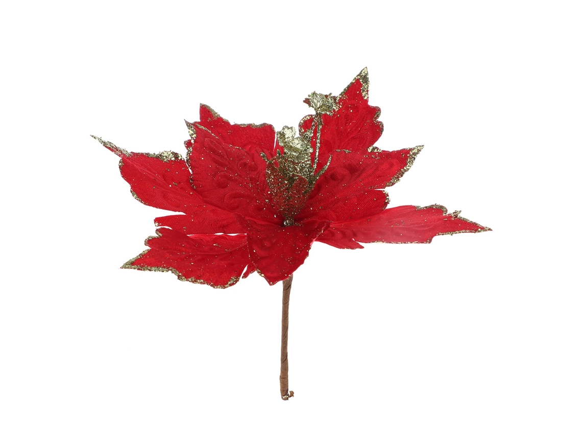 Flor De Natal Simulada (veludo Vermelho, 28cm)