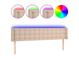 Maison Exclusive - Cabeceira de cama Led Couro Artificial 163x16x78/88 Cm Cappuccino