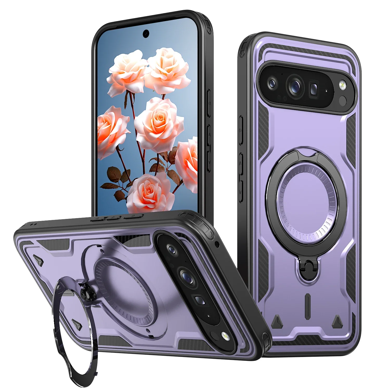 (roxo, Google Pixel 10 Pro Xl) Capa Para Celular Com Suporte Giratório 360° Para Carro, Capa Protetora À Prova De Quedas