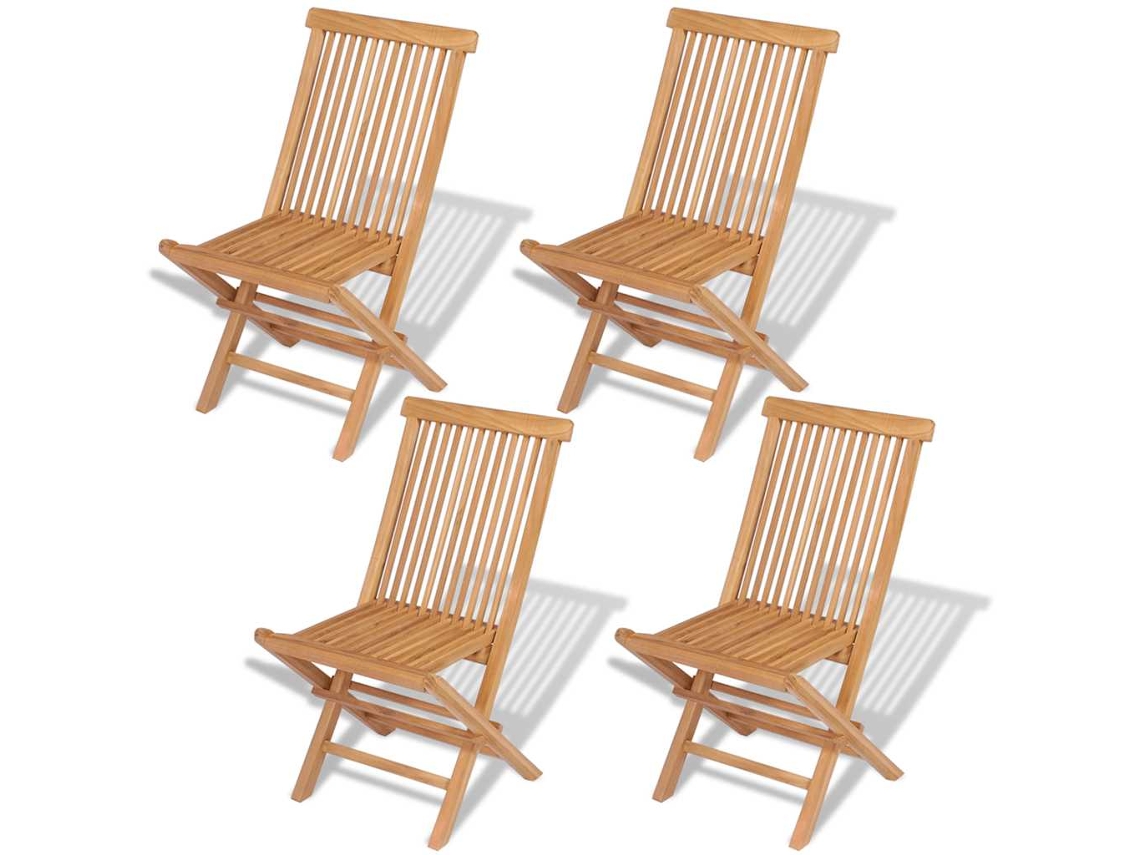 Conjunto de Cadeiras Jardim Dobráveis 4 Peças Madeira Teca Maciça MAISON EXCLUSIVE
