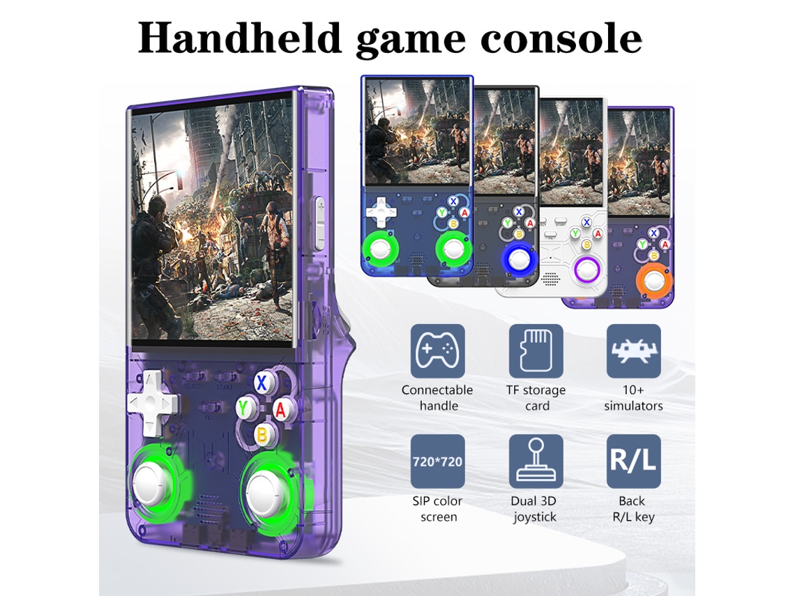 Consola De Jogos Portátil Retro R36ultra Com 64 Gb, Mais De 20.000 Jogos Clássicos Integrados, Tela De 4,0 Polegadas Roxo Sfushos