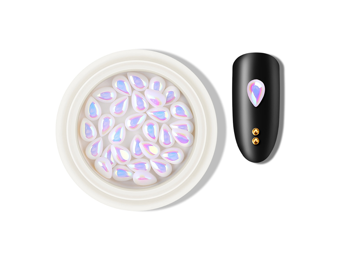 Decoração De Unhas Em Prata Com Cristais E Pérolas Falsas Acessório De Manicure Brilhante (06)
