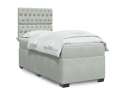 Vidaxl Cama Com Molas/colchão 90x190 Cm Veludo Cinza-claro
