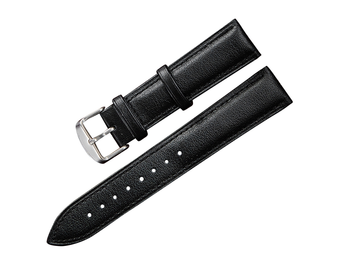 Pulseira de couro para relógio de 22 mm em aço inoxidável preto com fecho em T.