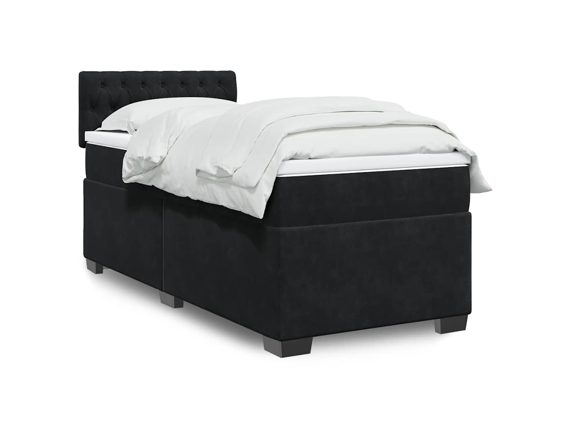 Vidaxl Cama Box Spring Com Colchão Solteiro Veludo Preto