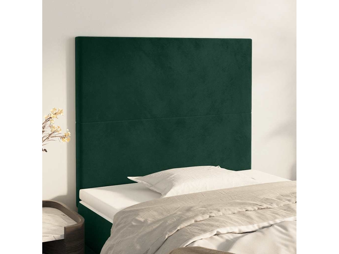 Vidaxl Cabeceira Verde Escuro 80x5x118/128 Cm Veludo