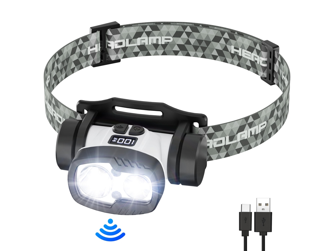 Lanterna De Farol Led Recarregável, Farol De 1500 Lúmens Com 9 Modos, Lâmpada De Cabeça Com Sensor De Movimento Equipamentos Essenciais Para