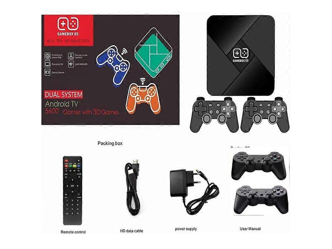 Console De Jogos G5 Tv Box 4k Retro Com Controle Sem Fio E Armazenamento Interno Para 40.000 Jogos De Ps1. Hengjian