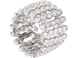 Anel Ajustável E Conversível E Pulseira Elegante Em Metal Prateado Com Pedras Brilhantes.