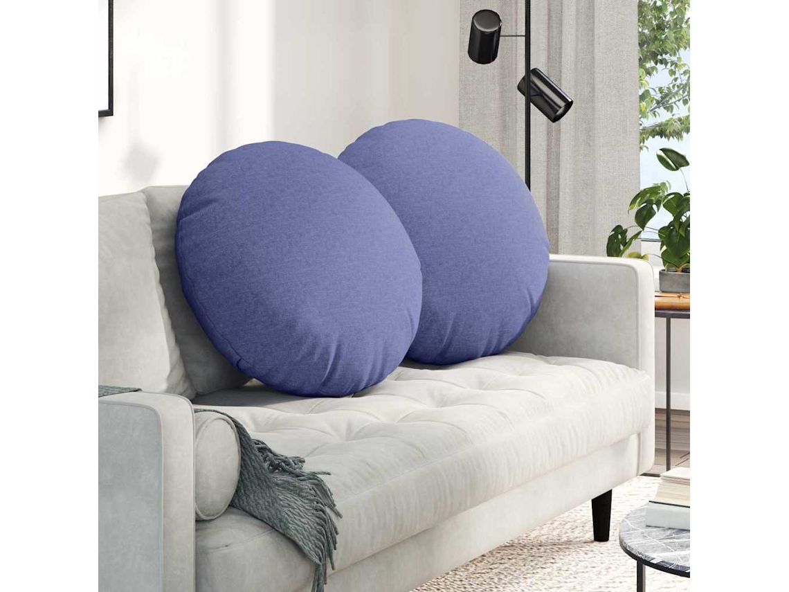 Vidaxl Almofadas De Assento 2 Unid. Tecido Azul Jeans Ø60 X 21 Cm