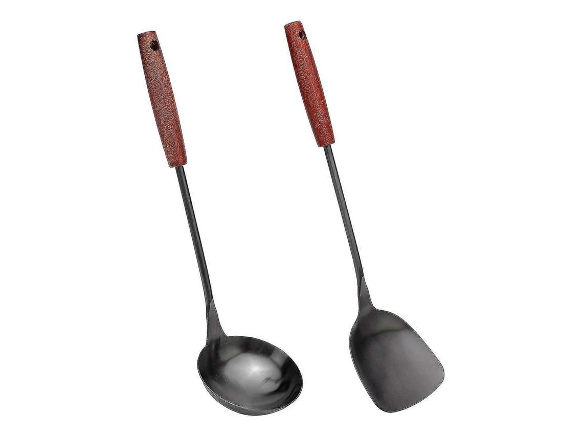 Conjunto De Espátula E Concha Para Wok, 14.2-15 Polegadas, Espátula De Aço Inoxidável Para Wok