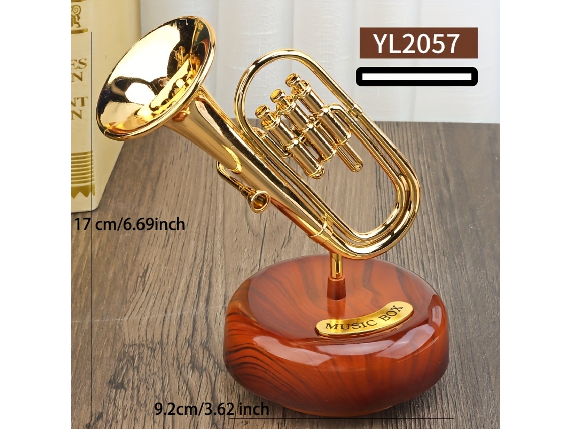 Caixa de Música Giratória Criativa com Formato Saxofone, Trompa e Trompete AQUAFORGE