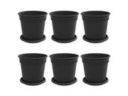 Vasos de Plantas 6 Pcs Preto Ø 17 X 14 Cm Plástico MAISON EXCLUSIVE