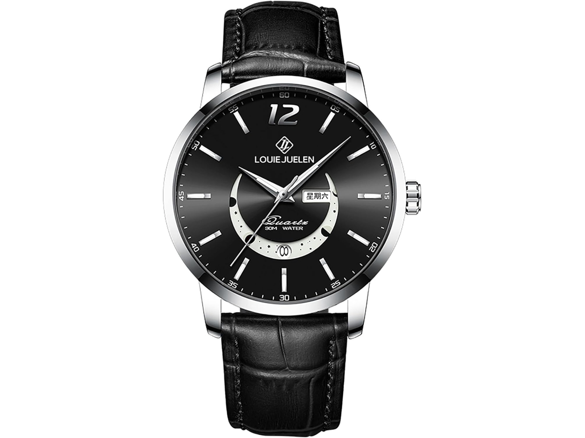 Lurelia Relógio Masculino, Movimento De Quartzo, Analógico, Data/calendário, Luminoso, Couro, Abs, Resistente À Água, Preto, Dourado