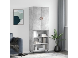 Vidaxl Armário Alto 69,5x34x180 Cm Derivados De Madeira Cinza Cimento