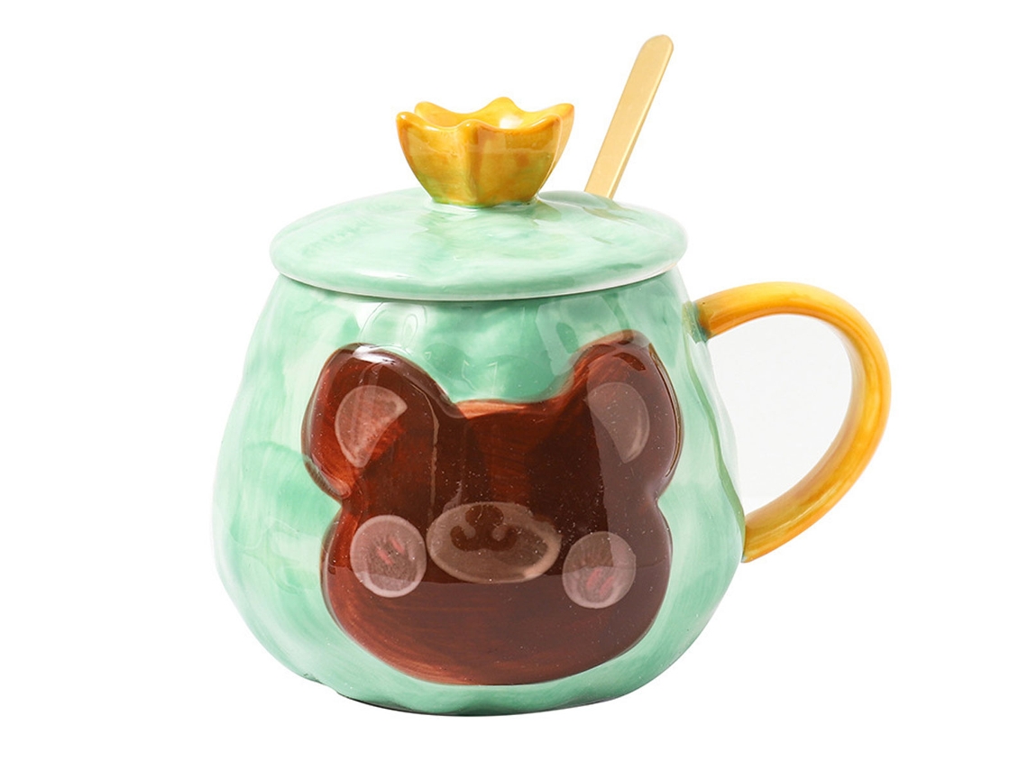 Caneca Cerâmica de 400Ml Caneca Fofa de Urso com Coroa Caneca Criativa e Moderna para Leite no Café Da Manhã NEVEANCE