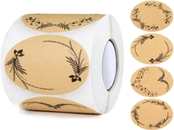 Etiquetas de papel Lurelia, 500 unidades, redondas, papel kraft, 5 cm, para embalagens e presentes.