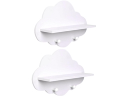 Conjunto De 2-prateleiras Flutuantes Em Formato Nuvem, Sem Necessidade De Furar, Prateleiras De Parede Em Madeira Para