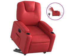 Poltrona reclinável elevatória elétrica VIDAXL couro artif. vermelho