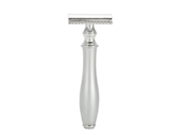 Aparelho de barbear manual de lâmina dupla em aço inoxidável para homens, clássico e seguro.