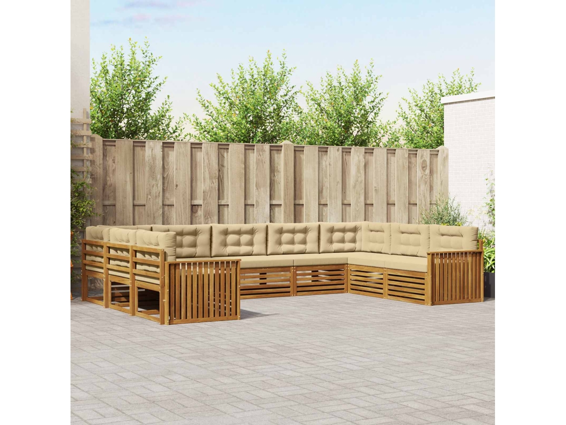 Vidaxl Conjunto De Sofás Para Exterior 9 Unid. Natural E Bege
