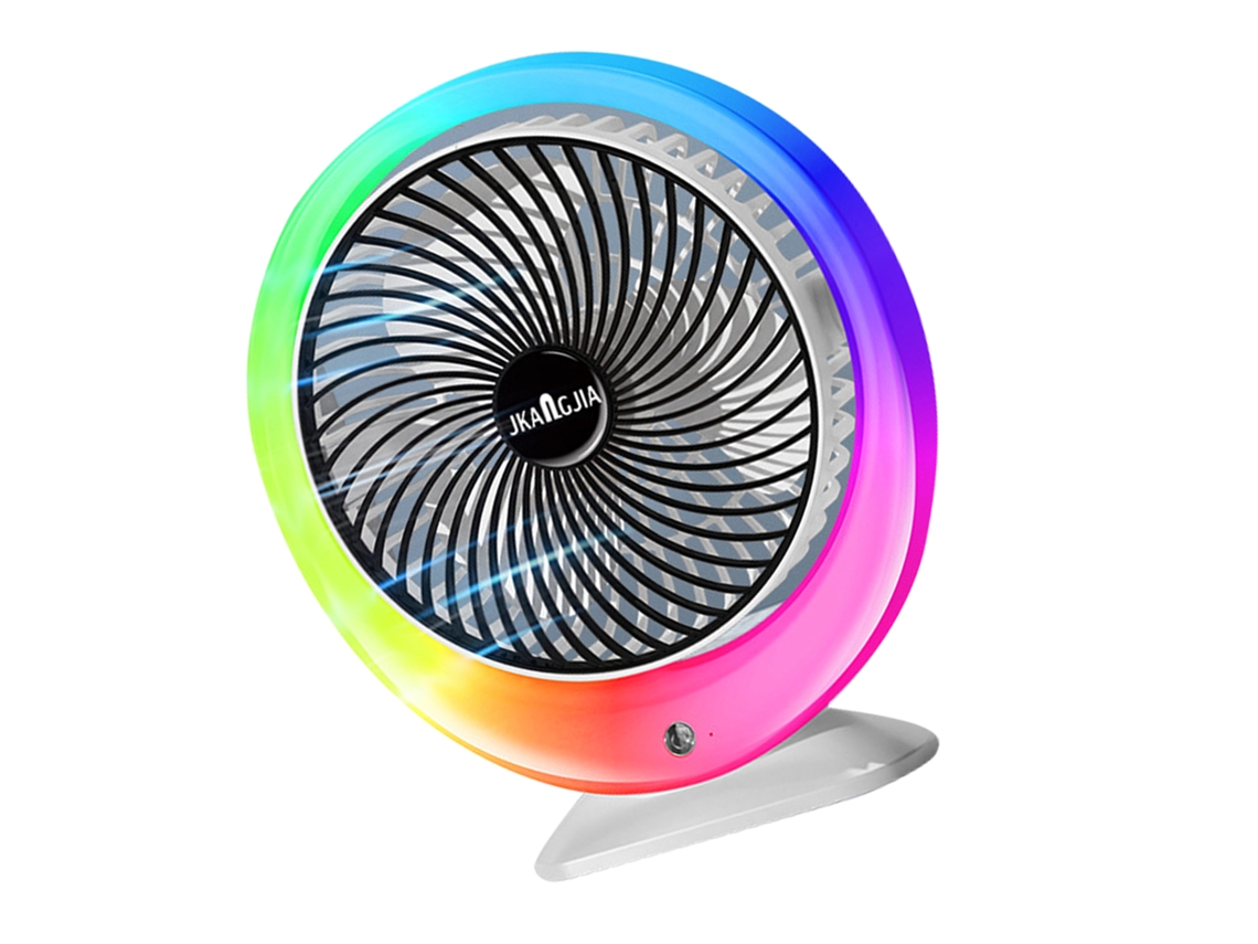 Ventilador de Mesa Led Colorido Usb 3 Velocidades Bateria 1200mah