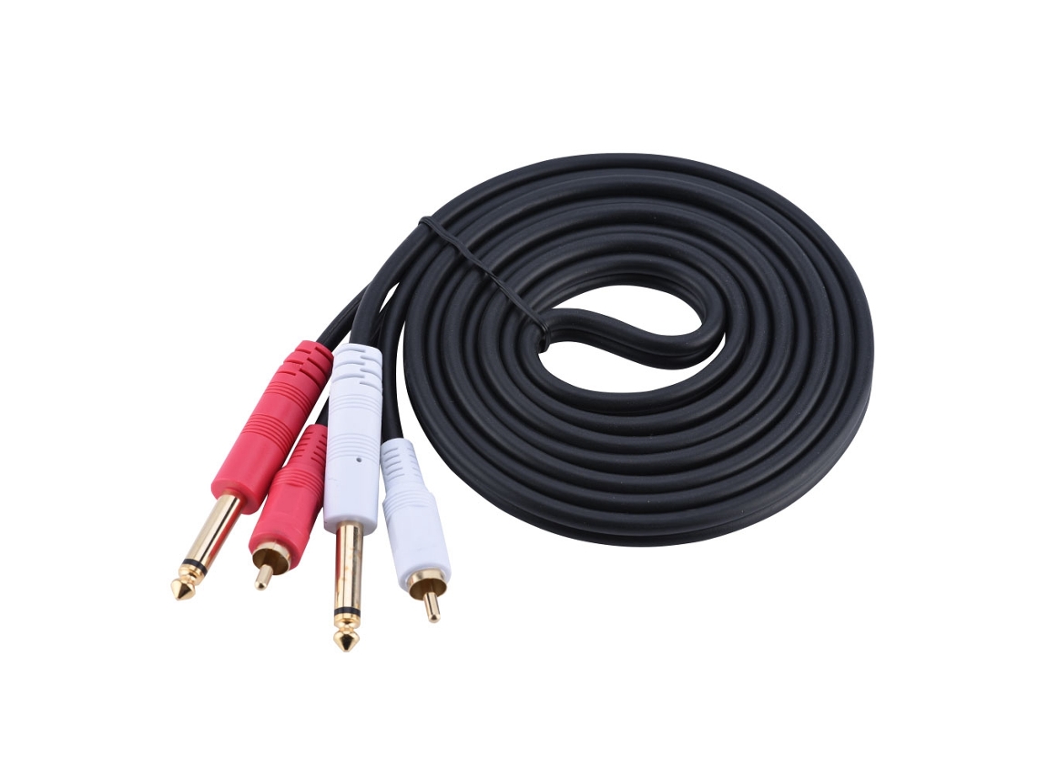 Cabo Adaptador Áudio Dual 6.35mm Mono Para Dual Rca 2m
