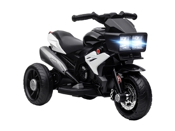 Motocicleta Infantil Elétrica com 3 Rodas, Bateria 6v, Luzes, Música 86x42x52 Cm Branco