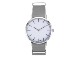 Relógio de pulso masculino casual e moderno com pulseira de nylon, movimento de quartzo, cor cinza.