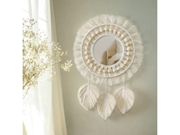2026 espejo de Pared Redondo Con Flecos Macramé Decoración Boho Antiguo (flecos de Hoja)