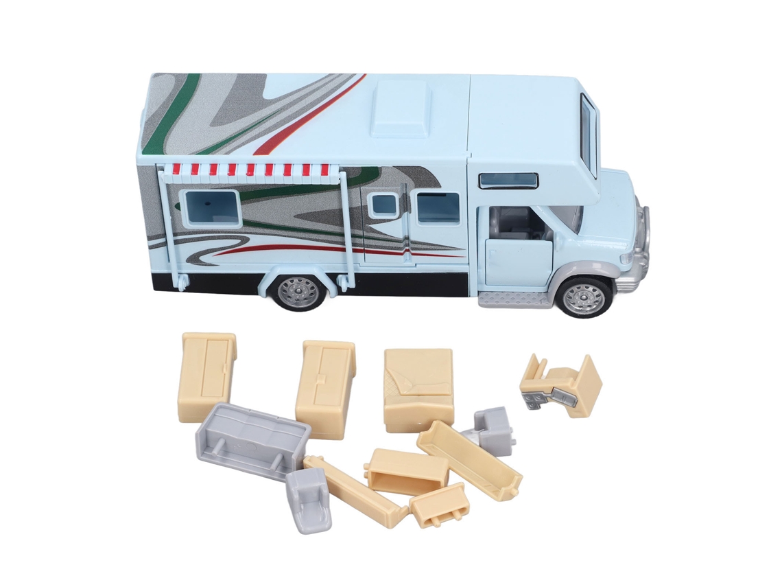 Primerox brinquedo de Rv para Crianças com Luz e Som Portas Abertas Simulação Modelo Motorhome Azul Claro