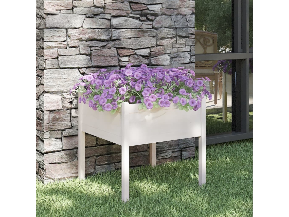Vidaxl Vaso De Jardim 70x70x70 Cm Madeira De Pinho Maciça Branco