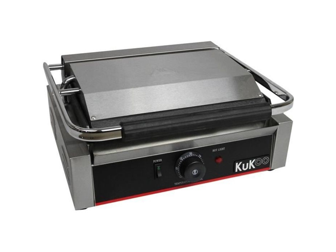 Prensa Panini Profissional de 2 2Kw Grelha com Placa Superior Ranhurada e Placa Inferior Plana para Panini Sanduíche