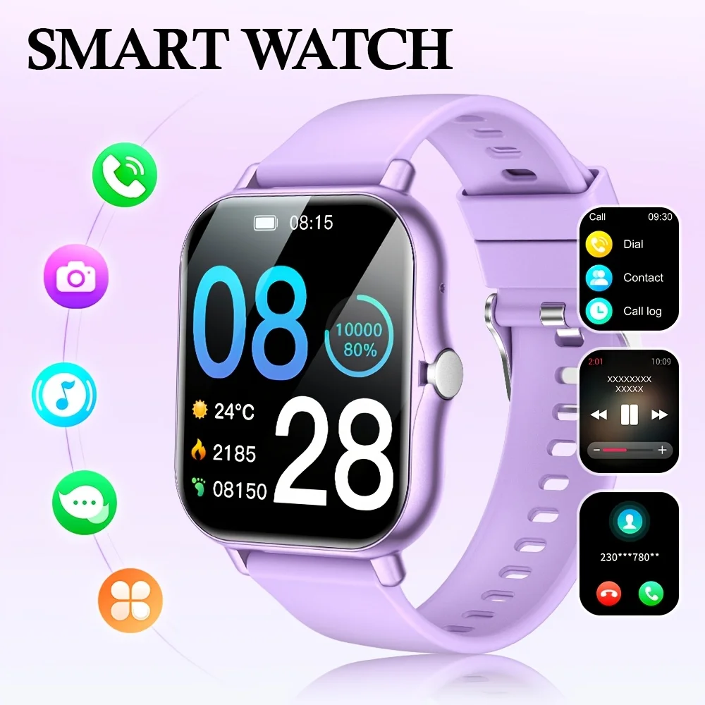 (roxo) Smartwatch Elegante Com Tela Sensível Ao Toque De 1,83 Polegadas