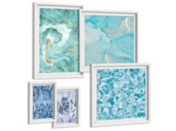 Galeria De Pinturas Murais Padrões De Plantas, Sóis Grandes E Minimalistas Moldura Branca Quadros Para O Escritório Espelharte (conjunto De 5 Imagens)