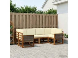 Vidaxl Conjunto De Sofás Para Exterior 6 Unid. Natural E Creme