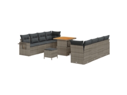 Conjunto 11 Conjunto De Sofá De Jardim Vidaxl Cinzento Vime Pe (80 X 80 X 71 Cm)