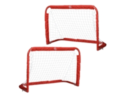 Conjunto De 2 Mini Gols Dobráveis De Futebol Em Aço Q195 E Tetrolon Vermelho 90x36x60 Cm Para Jardim E Playground Hvorstur