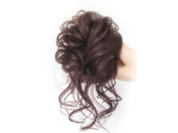 Extensão De Scrunchie De Cabelo Cacheado Castanho Escuro Para Topete