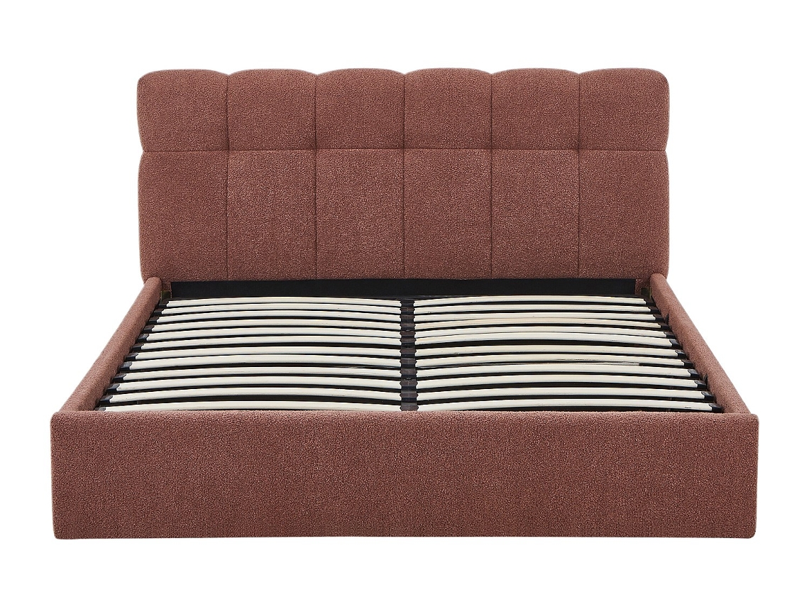 Cama Com Cofre Maziri VENTE-UNIQUE.PT Terracota 160 X 200 Cm Sem Colchã£o Com Estrado