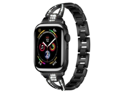 Bracelete para Apple Watch 46/49/45/44mm Metal com Diamante em Formato X Preto XIAOMOYU
