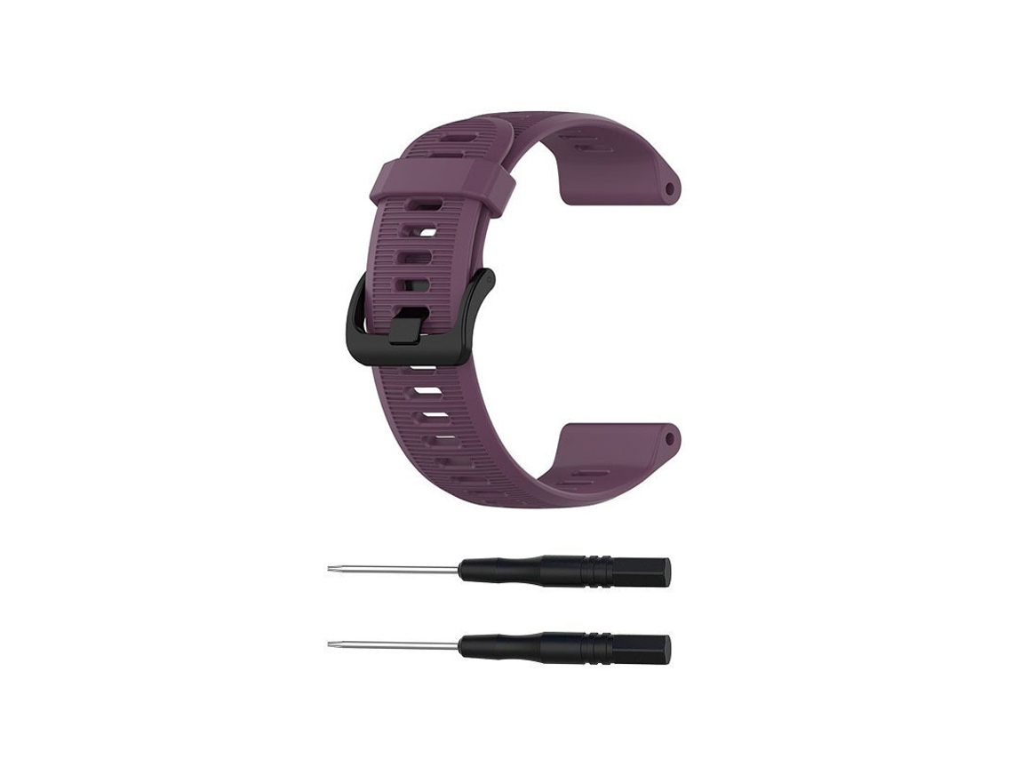 Bracelete Para Garmin Forerunner 935 Listras Horizontais Silicone Roxo